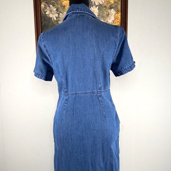 Vintage Appleseeds PETITES Button Up Maxi Denim Dress Women's 6P Blue Casual - Picture 4 of 13